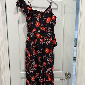 Navy with orange/red flowers dress
